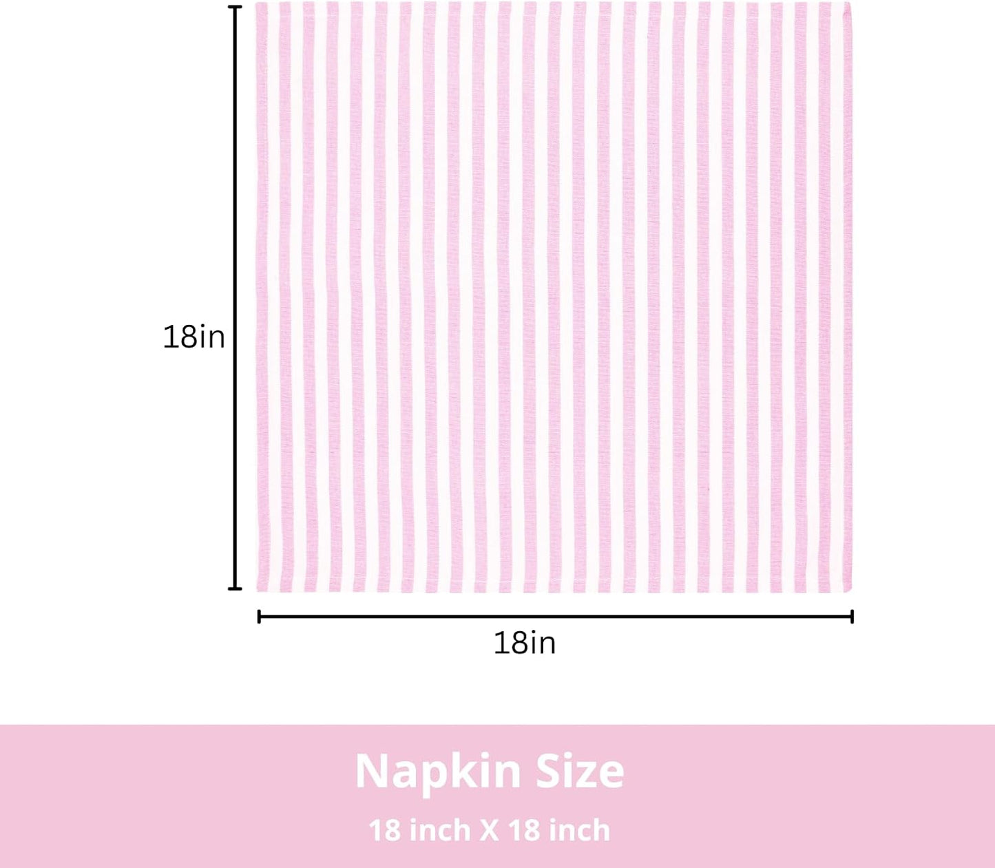 PurpleEssences Plain Striped Cloth Napkins - Set of 12-100% Cotton - 18 x 18 Inch - Spring Easter Summer and Perfect Everyday Use Dinner Napkin - Blush Pink and White