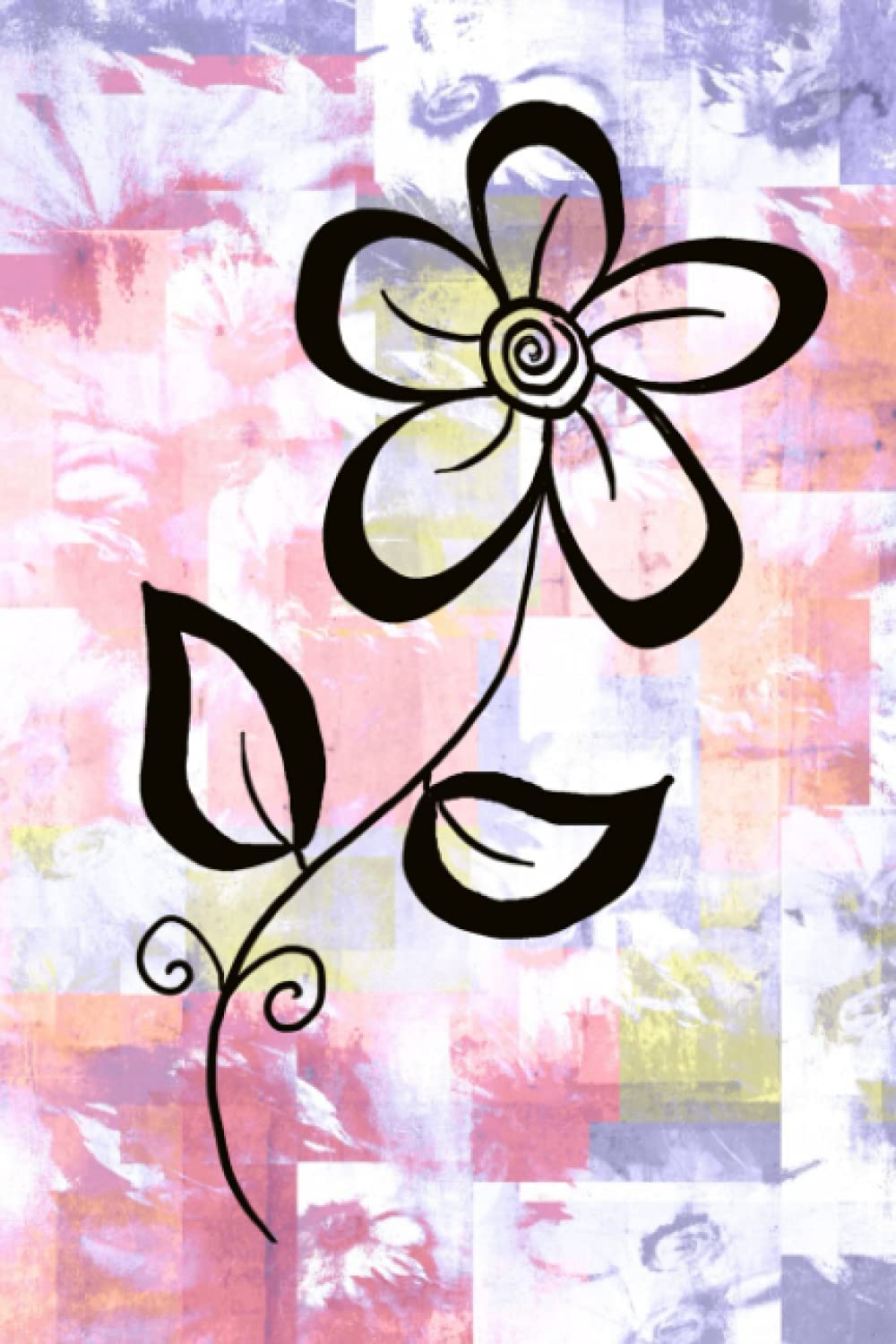 Peach, Pink, Lavendar Plaid with Black Flower Journal