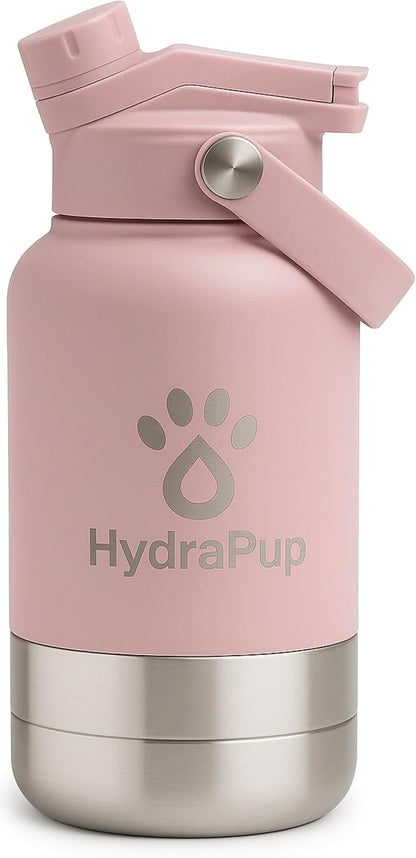 32oz Insulated Water Bottle with Dog Bowls – Human & Pet Shared Use, Stainless Steel Leakproof Travel Bottle (Rose Pink)