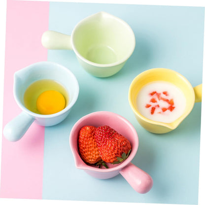 LIFKOME Ceramic Milk Pan Handle Pink Sauce Pot Ceramic Cookware 70ml Single Handle
