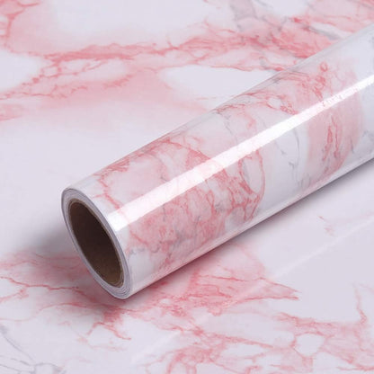 Pink Marble Contact Paper Wallpaper Stick and Peel 15.74 x118.11inches Self Adhesive Removable Waterproof Wall Covering for Table Countertop Cabinet Drawer