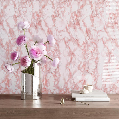 Pink Marble Contact Paper Wallpaper Stick and Peel 15.74 x118.11inches Self Adhesive Removable Waterproof Wall Covering for Table Countertop Cabinet Drawer