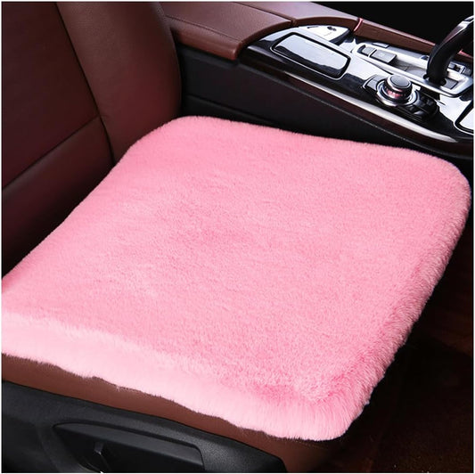 Ohleats Sheepskin Car Seat Cushion, Comfortable Soft Fur Wool Auto Front Seat Cover, Vehicle Seat Protector Pad for Warm Winter Office Chair, Universal Decor Car Accessories (Pink)