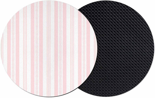 Pink Striped Coasters Set of 2, Absorbent Coasters for Drinks, Modern Farmhouse Geometric Thine Stripes Coaster for Bar Office Dining Coffee Table Accessories Decor, Non Slip Round Desk Coaster