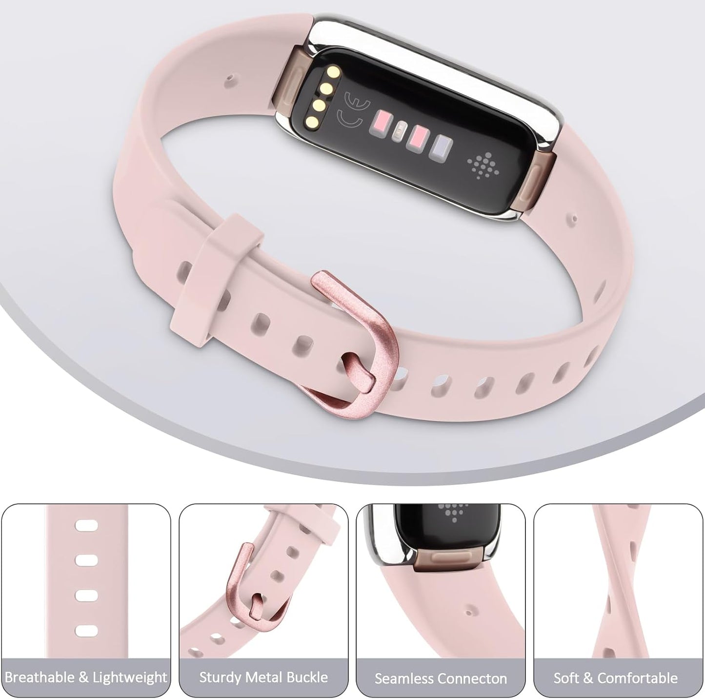 AK Sport Band Compatible with Fitbit Luxe Bands for Women Men, Soft Silicone Replacement Sport Straps Wristbands for Fitbit Luxe Fitness and Wellness Tracker