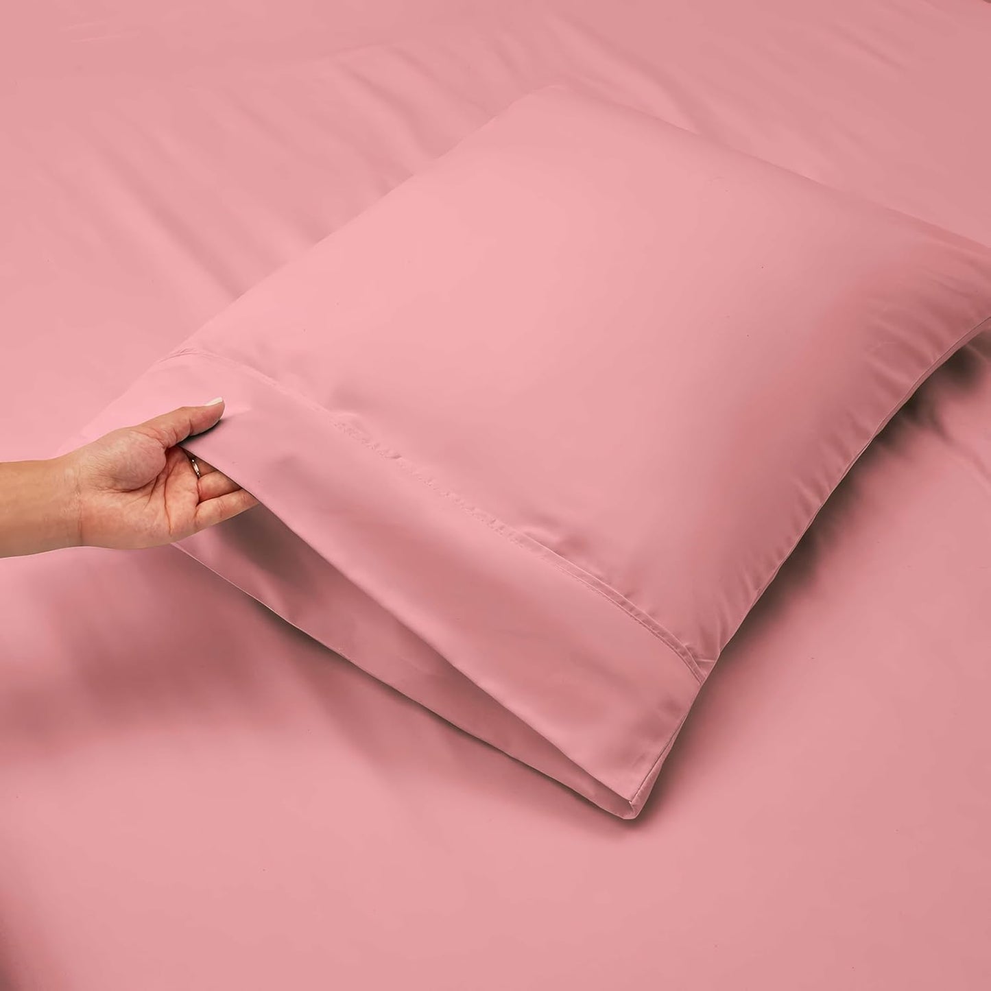 Hearth & Harbor Extra Deep Pocket Queen Size Sheets - 4 Piece Hotel Luxury Queen Size Sheet Set Fits Up to 24" Mattress - Ultra Soft Luxury Bed Sheet Set - Queen, Pink Clay