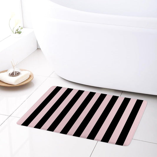 EOBTAIN Black Striped Bath Mat for Shower Pink Stripe Bathroom Rugs Funny Abstract Bathtub Mat Non Slip Door Mat Indoor Entrance Memory Foam Floor Mat for Bedroom Bathroom Accessory 24x16 Inch