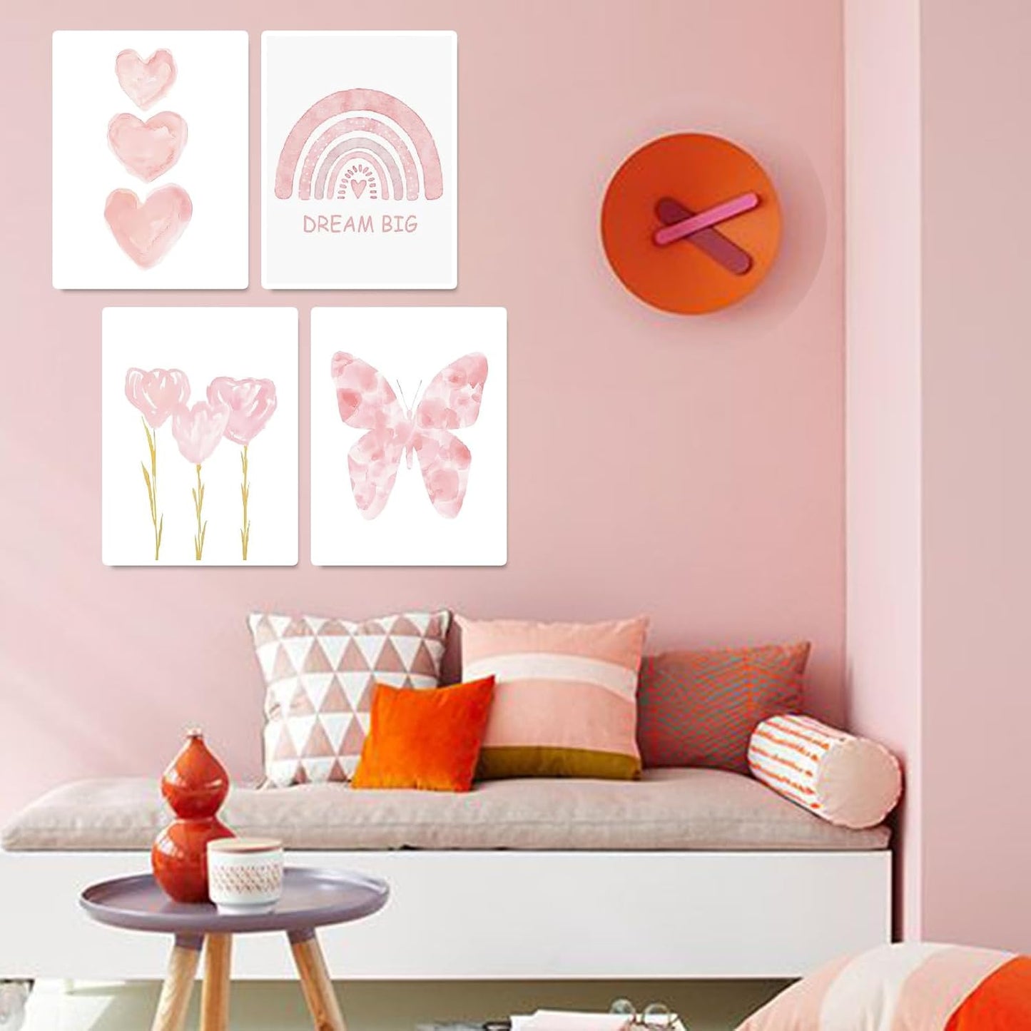 4 Pack Pink Diamond Art Kits for Adults, 5D Cute DIY Diamond Painting Kits for Beginner, Girly Diamond Dots Full Drill Crafts for Home Wall Decor for Teens Girls 12x16inPink Butterfly Rainbow Floral
