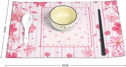 Placemats Set of 4 Heat Resistant Table Placemats Set Washable Easy Clean Placemat Durable Non-Slip Dining Table Mats Set Peach Striped Pattern Kitchen Place Mats for Dining Indoor Outdoor