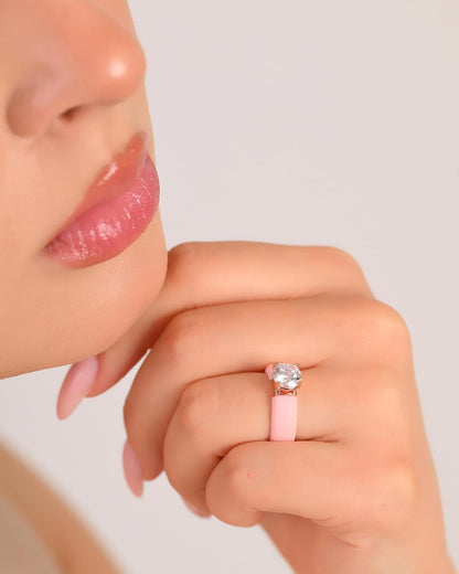 Rinfit Silicone Ring with Stone - Round Cut Cubic Zirconia Solitaire Ring for Women - Rubber Wedding Bands - Patented Design