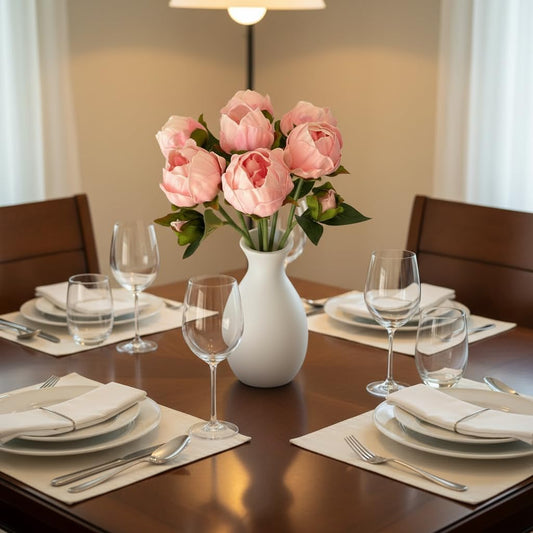 Artificial Peony Flowers 6 Pack 14 Inch Shabby Chic Pink Real Touch Latex Peonies for Spring Home Decor, Dining Table Centerpieces, Wedding Bouquets & Party Arrangements