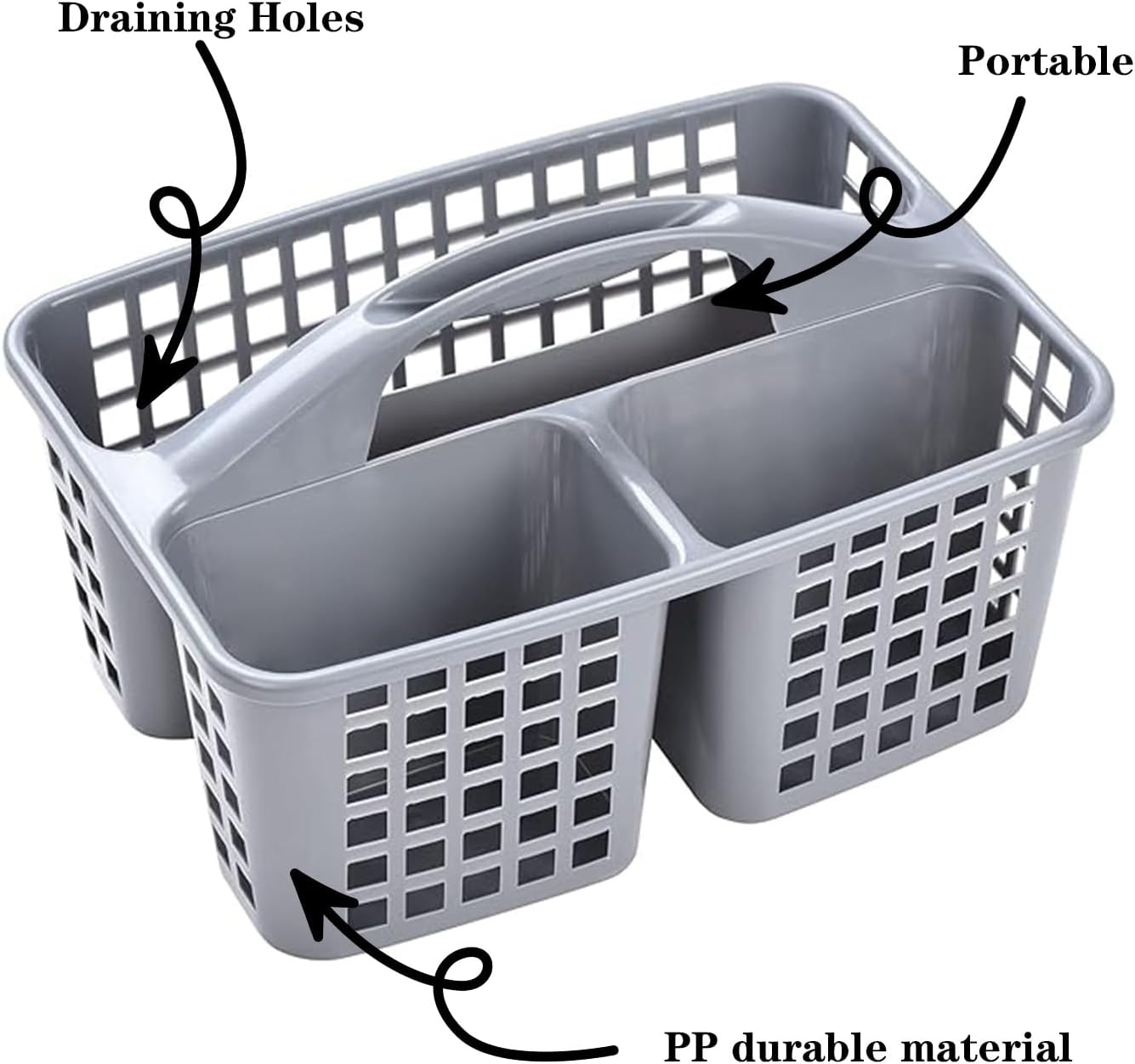 Portable Shower Caddy Basket,Convenient Cleaning Supplies Organizer with Compartments and Handle,Ideal for Bathroom, Bedroom, Kitchen, College Dorm,Garden,etc.12.4" x 7.4" x 5.1"pink