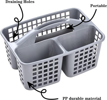 Portable Shower Caddy Basket,Convenient Cleaning Supplies Organizer with Compartments and Handle,Ideal for Bathroom, Bedroom, Kitchen, College Dorm,Garden,etc.12.4" x 7.4" x 5.1"pink