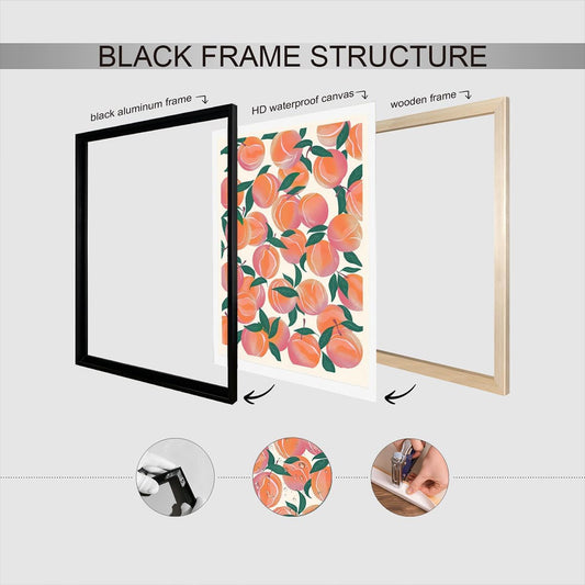 Fruit Market Peaches Poster Abstract Colorful Fruit Canvas Wall Art Fresh Peach Living Room Illustration Aesthetic Prints Painting For Home Bedroom Dorm Kitchen Wall Decor 12x16 in Unframed