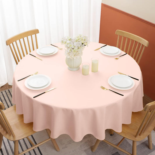 Softalker Round Tablecloth, Waterproof & Stain Resistant Table Cloth Wrinkle Free Fabric Washable 210GSM Polyester Table Cover for Spring/Party/Outdoor - 120 inch,Pink