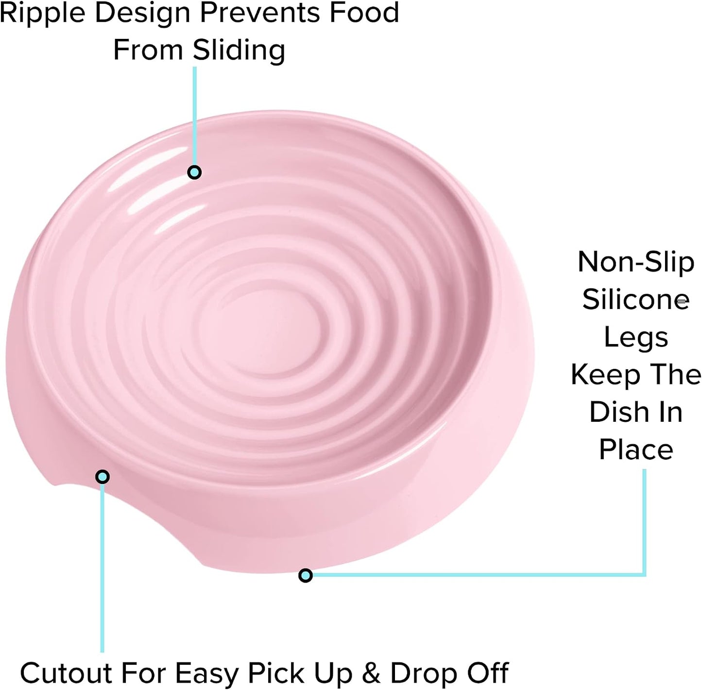 CatGuru Cat Bowls, Whisker Friendly Food Bowl for Indoor Cats, Reliefs Whisker Fatigue, Wide Kitten Dish, Non Slip Pet Dishes, Shallow Pet Plates (Pink, (Pack of 2))