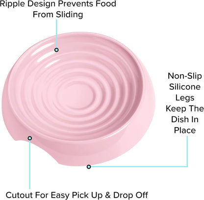 CatGuru Cat Bowls, Whisker Friendly Food Bowl for Indoor Cats, Reliefs Whisker Fatigue, Wide Kitten Dish, Non Slip Pet Dishes, Shallow Pet Plates (Pink, (Pack of 2))