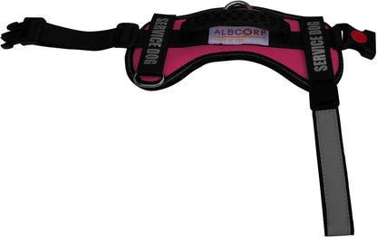 ALBCORP Service Dog Vest Harness – Reflective Service Animal Vest, No-Pull Harness with Handle & Mesh Padding – Sizes XXS-XL for Puppies – 2 Removable Service Patches Included (Extra Small, Pink)
