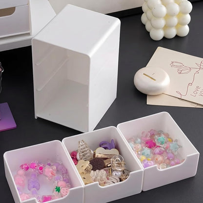 3-Drawer Mini Desktop Organizer, Small Plastic Storage Box for Desk Office Supplies, Makeup Organizer and Jewelry Craft Storage Drawer for Countertop (Pink, 1-Pack)
