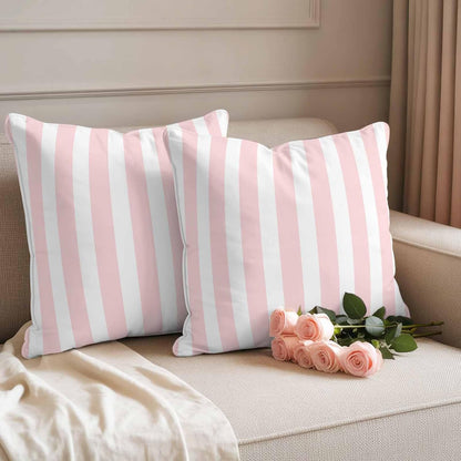 Outdoor Pillow Covers 18x18 Set of 2 Pink Stripes Outdoor Pillows Waterproof Throw Pillow Covers Pink White Vertical Striped Pillowcases Decorative Case for Patio Cushion