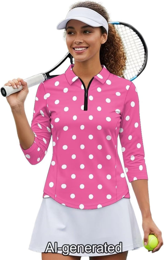 Boatee Golf Shirts for Women 3/4 Sleeve Cloth Quarter Zip Suitable for Outdoor Sports for Winter Outdoor Sports
