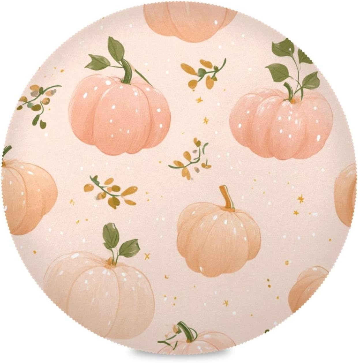 susiyo Round Placemats Set Autumn Pattern Peach Color Pumpkins 4 Pcs Fabric Table Mats for Dining Table