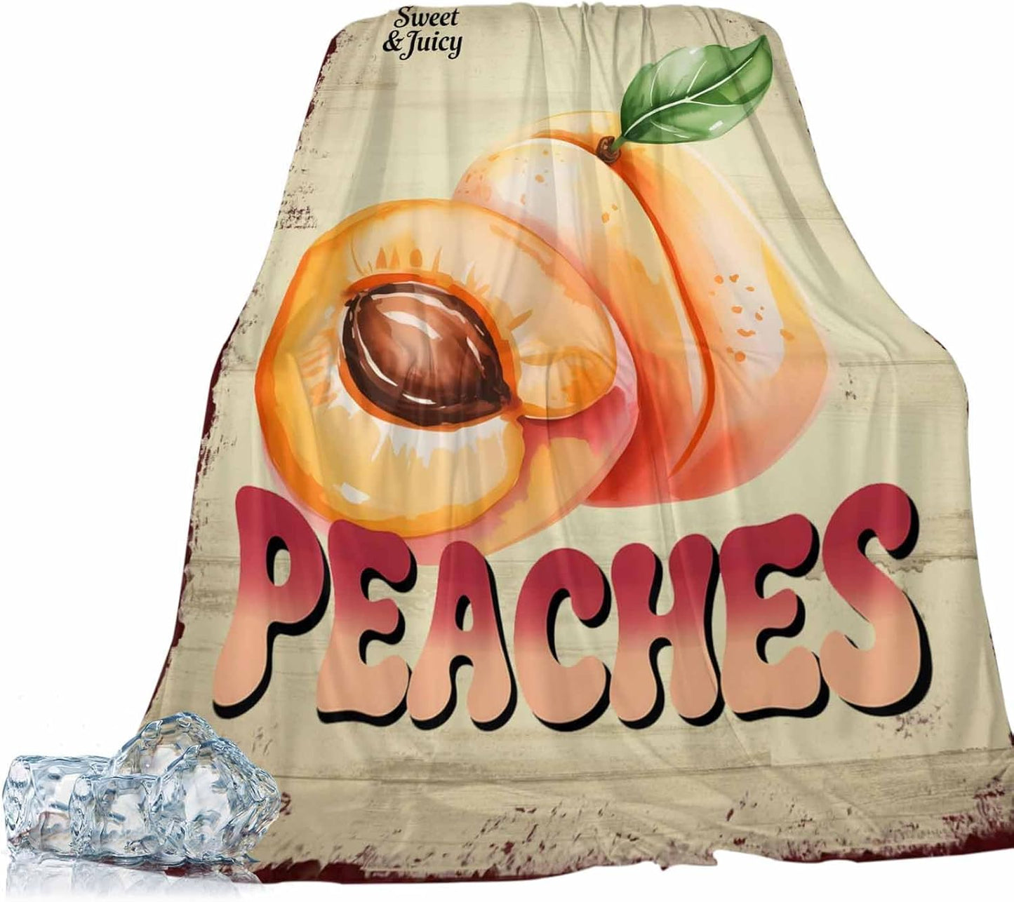 Cooling Blanket for Hot Sleepers,Pink Peaches Soft Breathable Cool Summer Blanket for Night Sweats,Vintage Farmhouse Botanical Fruit Leaves Lightweight Ice Silk Sofa Throw Blankets All Season 30"x40"