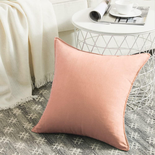Fancy Homi 4 Packs Peach Decorative Throw Pillow Covers 18x18 inch, Super Soft Faux Suede Square Pillow Covers, Solid Cushion Cover for Couch Living Room Sofa Bedroom 45x45 cm