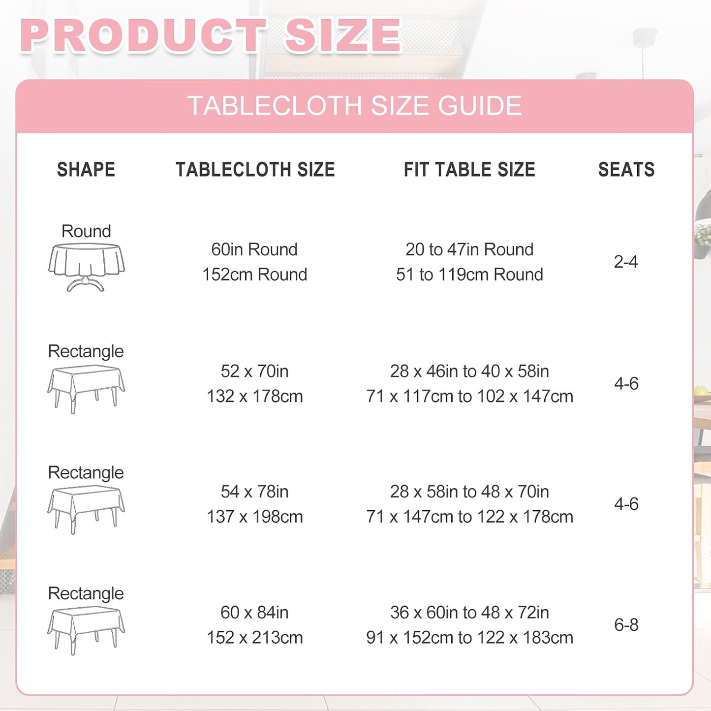 OUTCREATOR Gingham Vinyl Tablecloth with Flannel Backing,Waterproof Rectangle Table Cloth,Wipeable Plastic Buffalo Plaid Table Cover for Kitchen Dining,Camping,Indoor&Outdoor(52"x70", Pink and White)