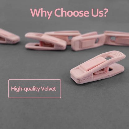 Trgowaul Light Pink Velvet Hangers - Strong Finger Clips for Thin Hangers, Perfect for Suits, Skirts, Pants & Baby Clothes