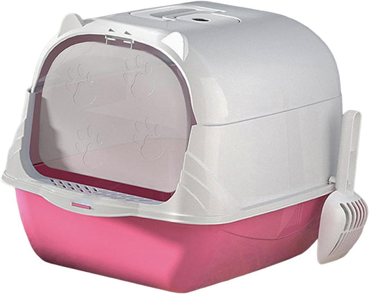Fully Enclosed Cat Litter Box with Hood and Handle Durable with Flap on Front