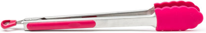 Fox Run Locking Tongs, Silicone and Stainless Steel, 12-Inch, Raspberry