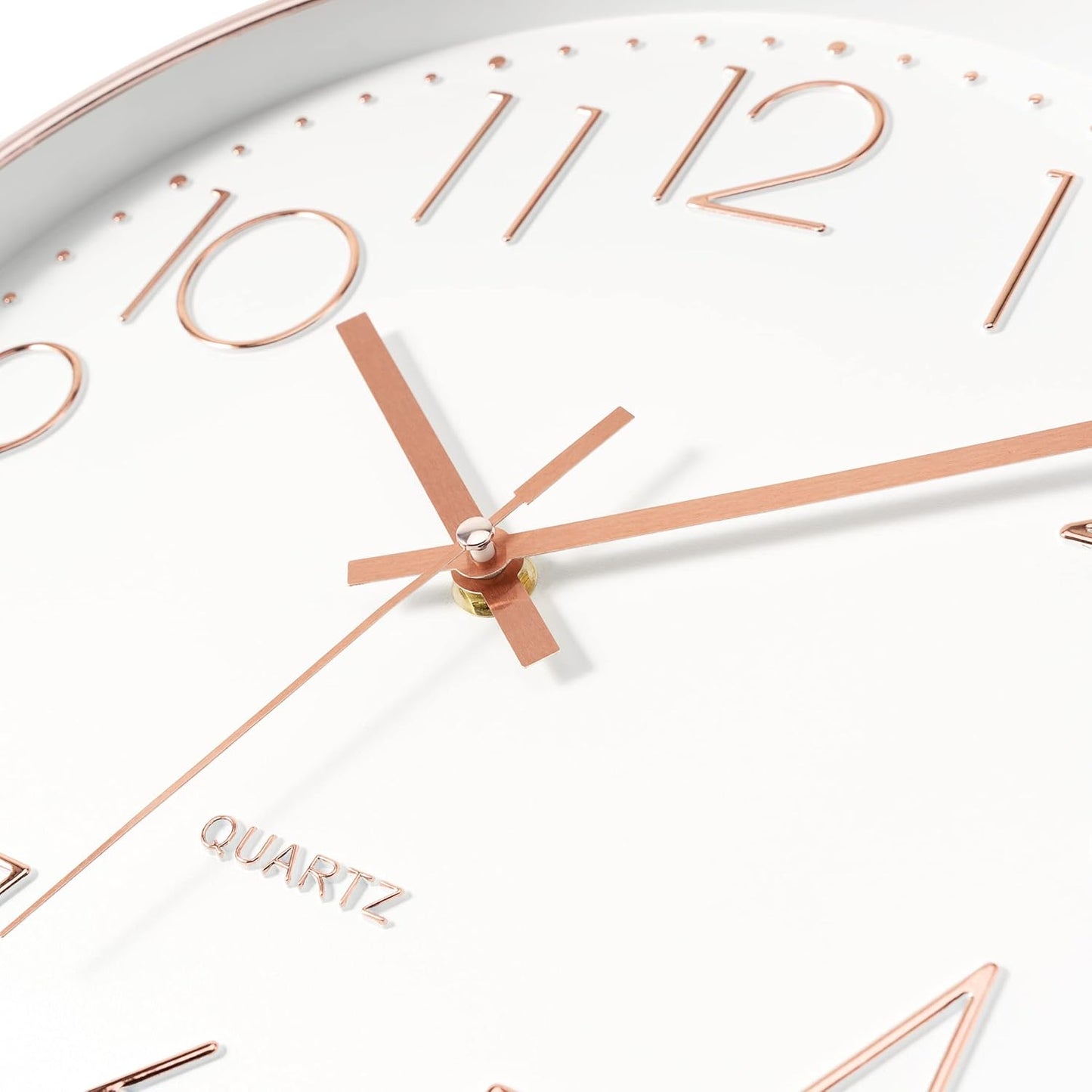 Foxtop 14 Inch Large Wall Clock Silent Non-Ticking Battery Operated Round Quartz Modern Wall Clock Decorative for Living Room Bedroom Kitchen Home Office (Rose Gold)