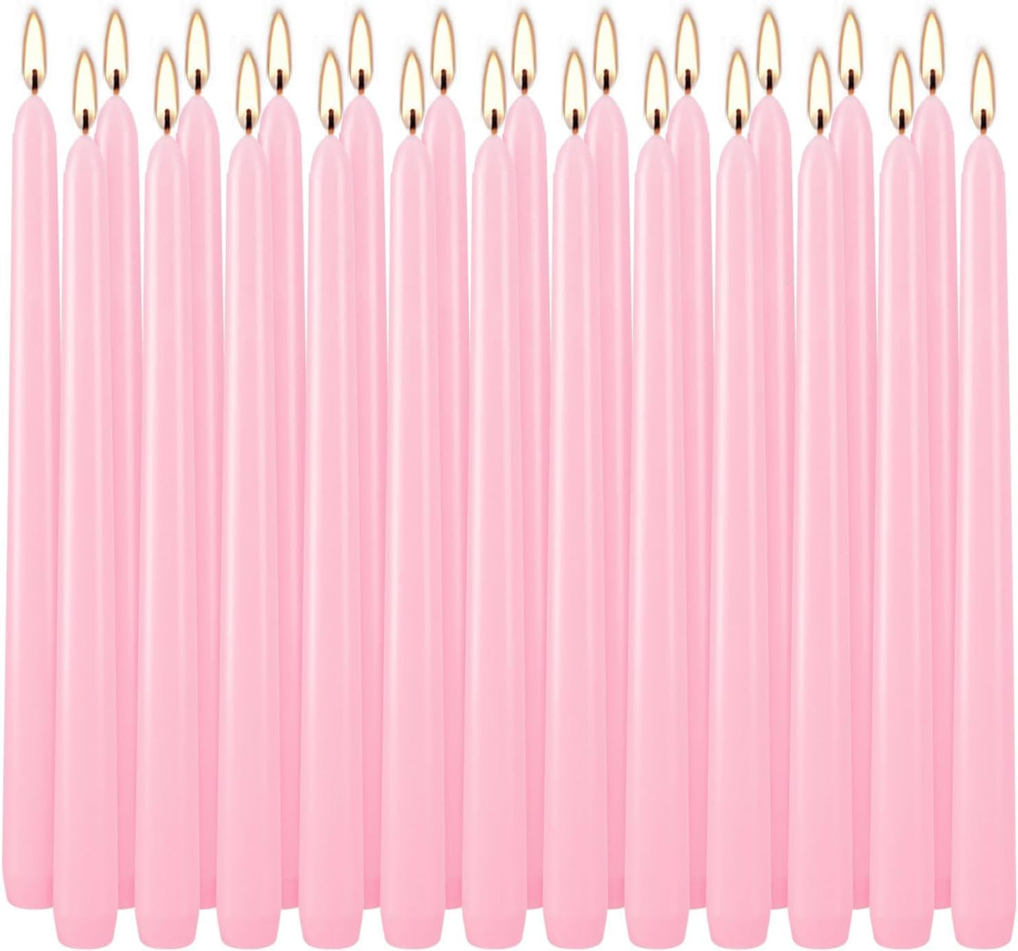 YOROXRG 24 Pack Pink Taper Candles, 7-8 Hours Burn Time, Unscented, Smokeless and Dripless, 0.75 x 10 Inch Dinner Candle Set for Valentine's Day,Household, Wedding, Party and Home Décor Candlesticks