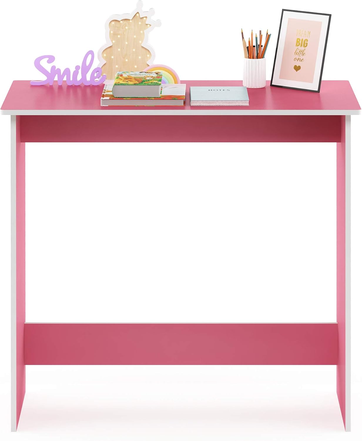 FURINNO Simplistic Study Table, Pink, 15.5 in x 31.5 in x 29.75 in (D x W x H)