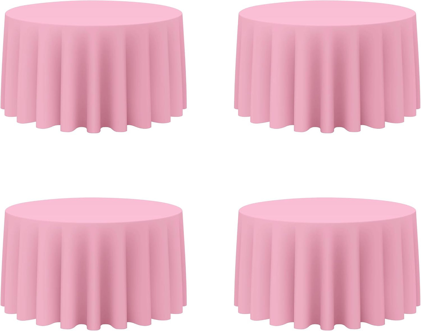 BRILLMAX 4 Pack Pink Round Tablecloths 120 Inch for 60” Tables - 150 GSM Polyester Fabric, Floor Length Drop, Water, Stain & Wrinkle Resistant Cloth Cover for Wedding Reception Banquet Dining