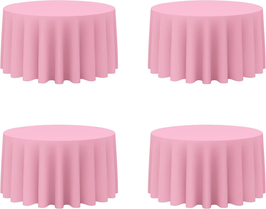 BRILLMAX 4 Pack Pink Round Tablecloths 120 Inch for 60” Tables - 150 GSM Polyester Fabric, Floor Length Drop, Water, Stain & Wrinkle Resistant Cloth Cover for Wedding Reception Banquet Dining