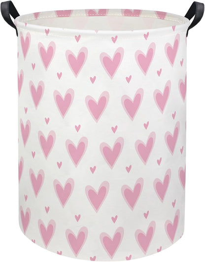 Baby Laundry Basket Baby Hamper for Nursery Girl Kids Butterfly Hamper Cute Kids Toys Storage Bin Organizer Butterfly Room Decor for Home(Pink Hearts)