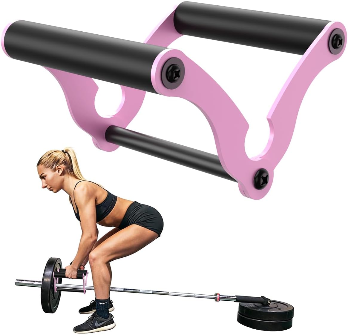 AimiDream V Bar Landmine Handle Attachment for Barbell Bar, Solid Multi-Grip Landmine Handle Attachment with Non-Slip Rubber Handle, Fits Olympic Bars Strength Training Bars