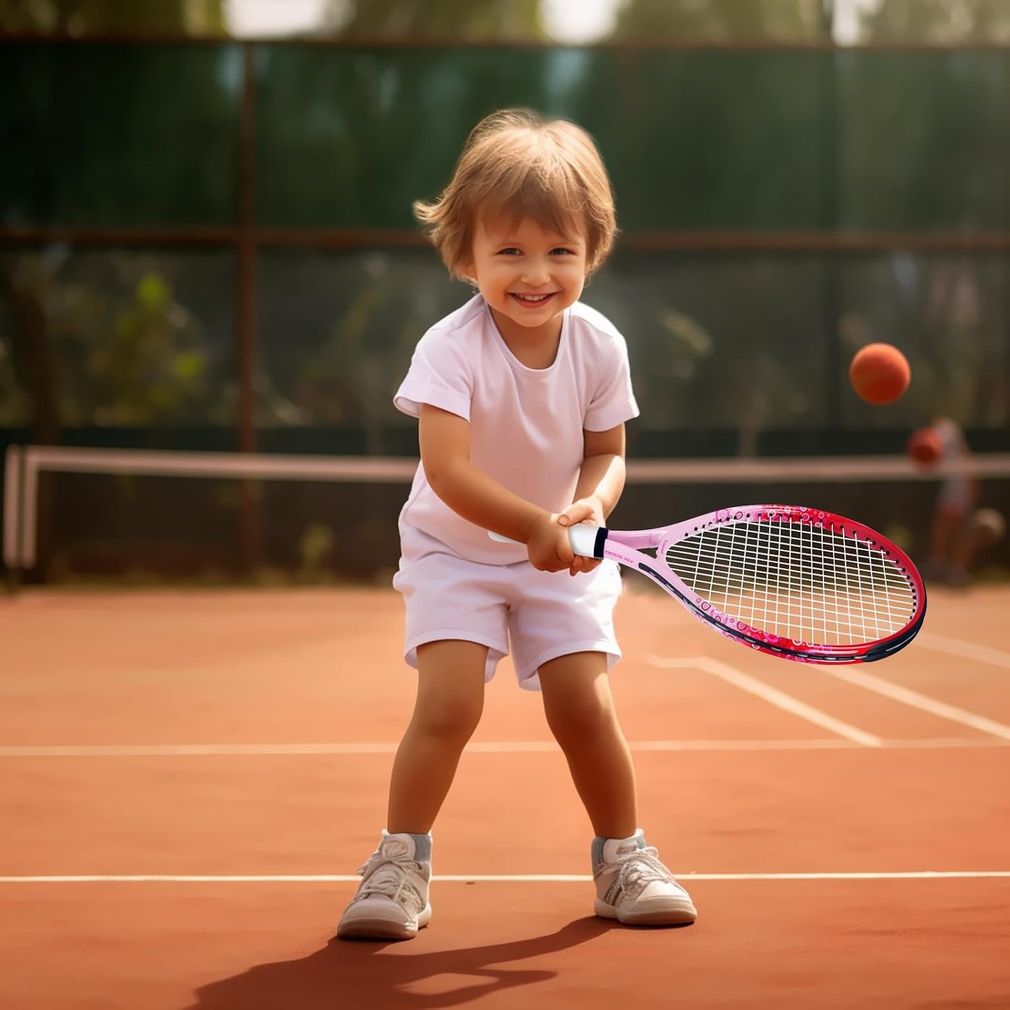17"-23" Kids Tennis Racket for Aged 2-9, Lightweight and Durable, Including 1 Toddler Tennis Racket and 1 Replacement Grip Tapes
