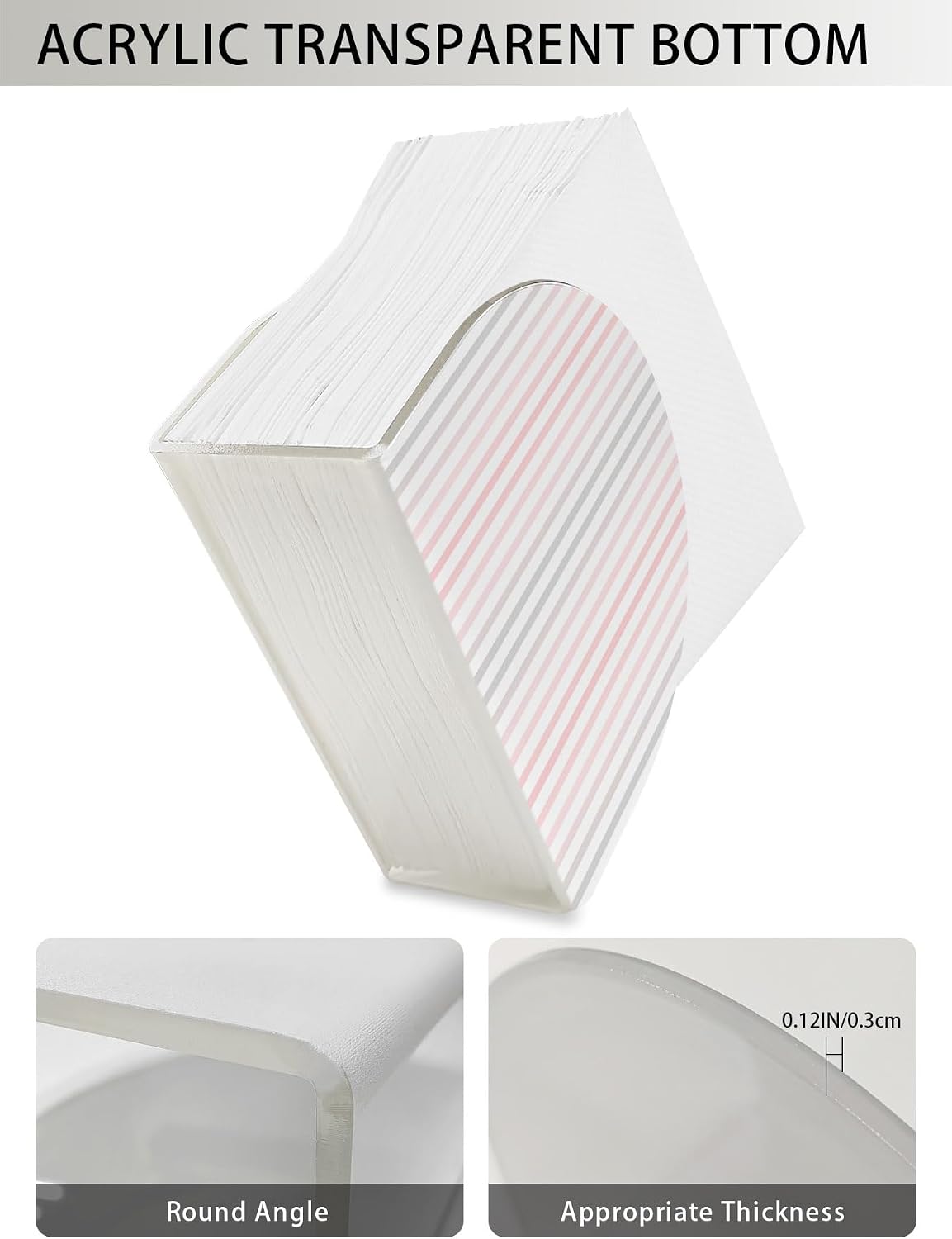 Napkin Holder Pink Vertical Stripes Standing Napkin Dispenser Tissue Organizer 1 Pack Ombre Pinstripes Parallel Lines Acrylic Paper Napkin Holders for Table Kitchen Dining Cocktail Party Cafe Bathroom