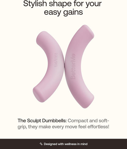 BetterMe Sculpt Dumbbells – 2.2 lb Pair Neoprene Hand Weights – Non-Slip Soft Grip Free Weights for Women – Compact Pilates, Barre & Home Workout Dumbbells