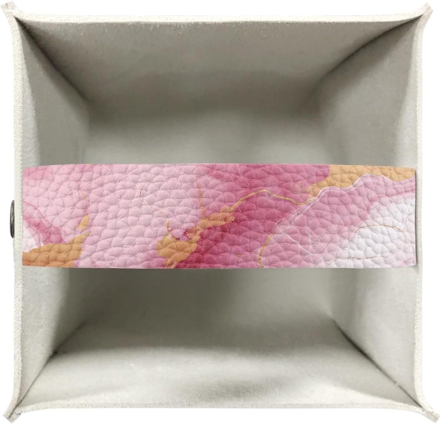 Tissue Box Cover Decorative Holder PU Leather Square Novelty Case Dispenser for End Table, Office Desk, Nightstand, Home Decoration, Pink Marble