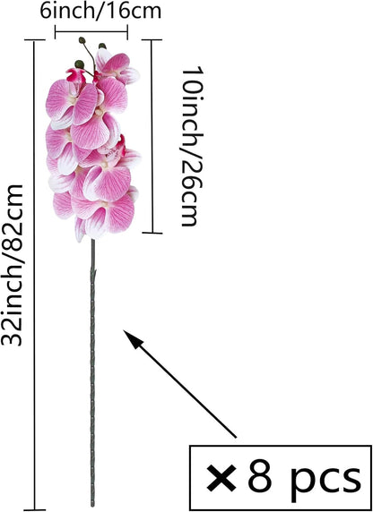 FagusHome 8 Pcs Artificial Phalaenopsis Flowers 32 Inch Artificial Orchid Flowers Fake Flowers Stem Plants for Home Décor (Pink)