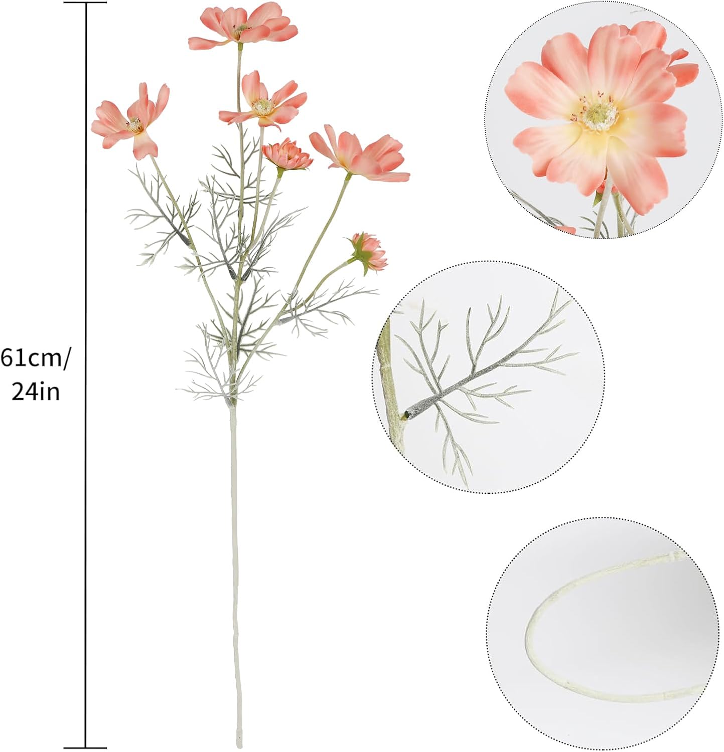 Cosmos Silk Flowers,6PCS Daisy Flowers Artificial 24'' Artificial Wildflower Fake Flowers for Wedding Party Kitchens Home Decoration(Coral Powder)