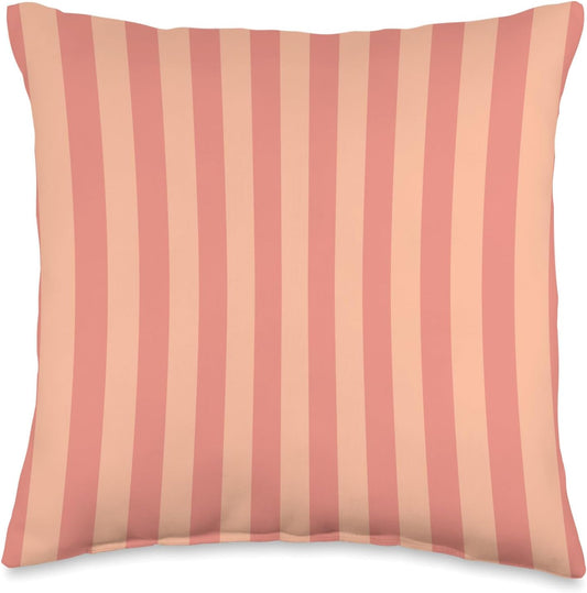 Modern Vertical Stripe Pattern Orange Peach Summer Vibes Throw Pillow