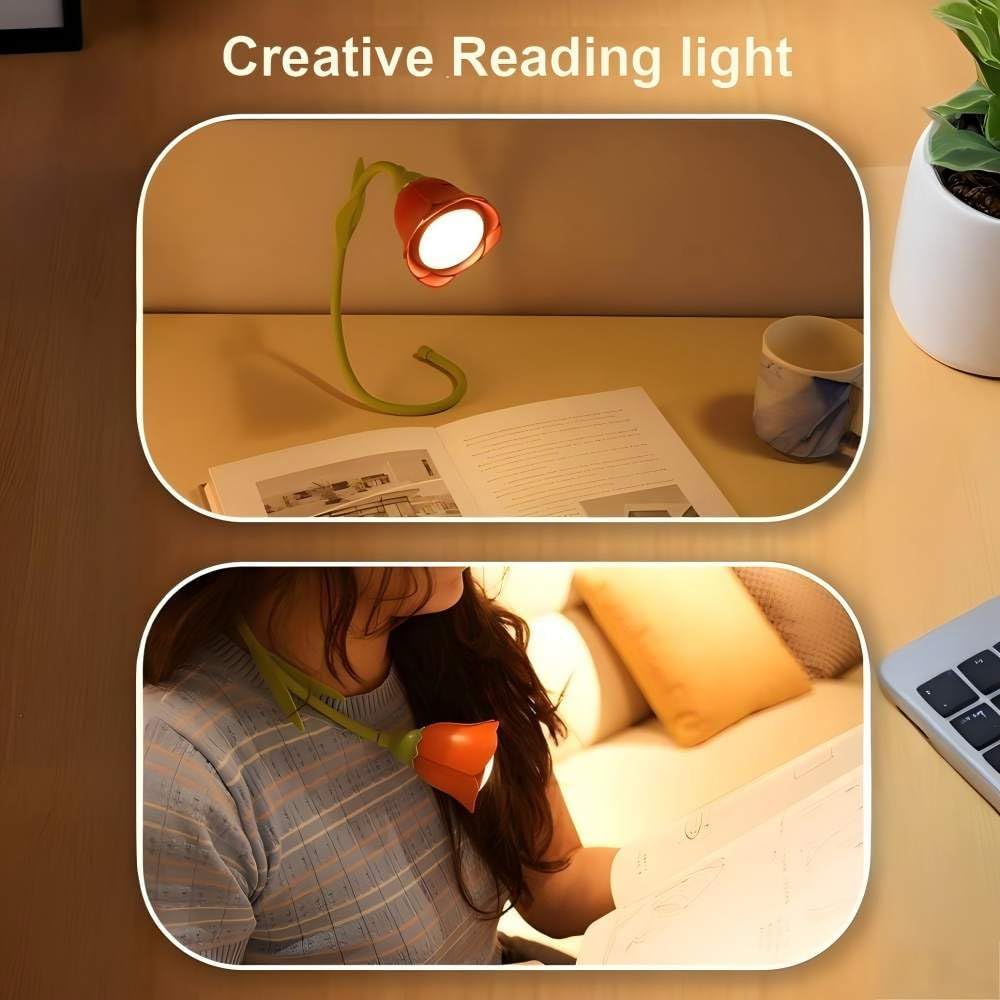 Rechargeable Flower Desk Lamp Infinite Dimming Trichromatic Temperature Adjustable Brightness Memory LED Light for Bedroom Study Office (Pink,Sunflower)
