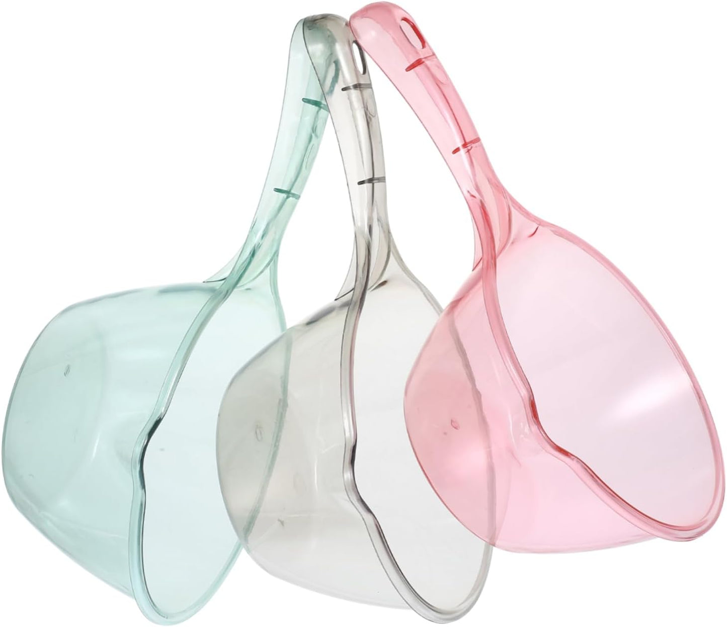 3pcs Thicken Water Ladle for Kitchen and Bath Comfortable Grip Dipper for Fruit Washing and Garden Watering Pink Light Green Brown