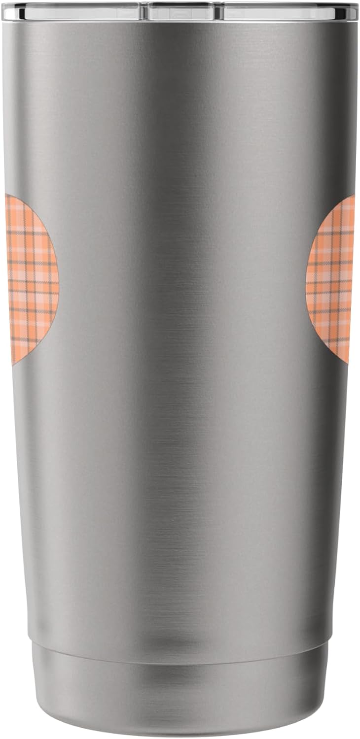Cute Pastel Coral Peach Plaid Gingham Pattern Minimalist Stainless Steel Insulated Tumbler