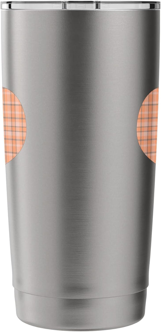 Cute Pastel Coral Peach Plaid Gingham Pattern Minimalist Stainless Steel Insulated Tumbler